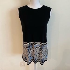 J. Jill Wherever Collection Black Tank Top With Floral Design Size Small